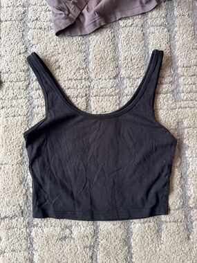 Mate Black Organic Cotton Women's Scoop Neck Crop Tank Top